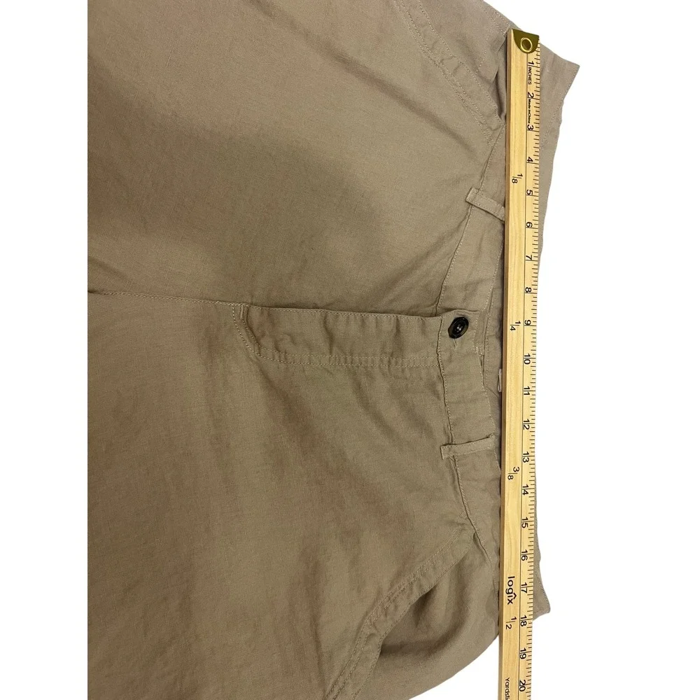 Basic Editions Linen Blend Shorts Womens 2X Taupe Relaxed Pull-On 11in Inseam